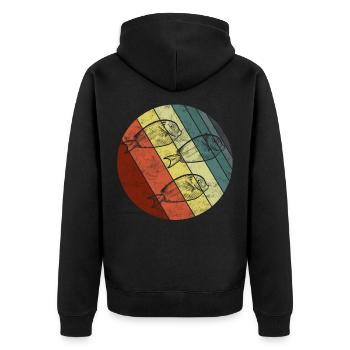 Doktorfisch Schwarm Acanthurus Meerwasser Aquarium - Unisex Premium Bio Zip Hoodie - Schwarz - Hinten - Nico (187cm)