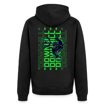 Mountainbiker Mountainbike Downhill Geschenkidee - Unisex Premium Bio Zip Hoodie - Schwarz - Hinten - Nico (187cm)