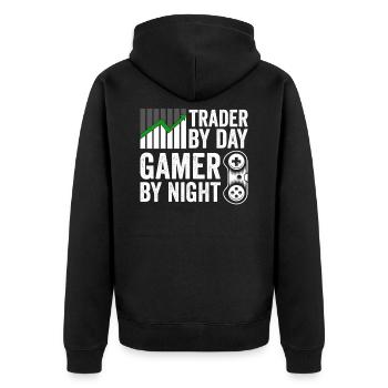 Funny Stock Exchange Day Trader Wall Street Stocks - Unisex Premium Bio Zip Hoodie - Schwarz - Hinten - Nico (187cm)