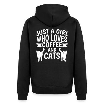 Funny Coffee And Cat Saying Caffeine Lover Barista - Unisex Premium Organic Zip Hoodie - black - Back - Nico (187cm)