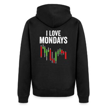 Lustiger Börsen-Tag Händler Wall Street Aktien - Unisex Premium Bio Zip Hoodie - Schwarz - Hinten - Nico (187cm)