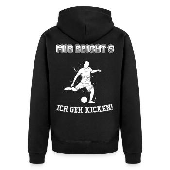 Mir reichts ich geh kicken Fußball Fußballer - Unisex Premium Bio Zip Hoodie - Schwarz - Hinten - Nico (187cm)