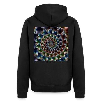 Fraktal #38 - Unisex Premium Bio Zip Hoodie - Schwarz - Hinten - Nico (187cm)
