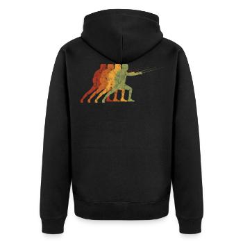 Degen Fechten Florett Retro Fechter Fechterin - Unisex Premium Bio Zip Hoodie - Schwarz - Hinten - Nico (187cm)