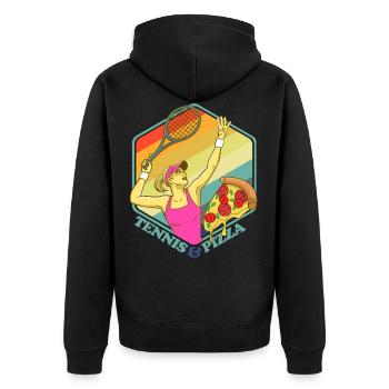 Tennis Pizza Raquette de tennis coup femme fille - Veste à capuche bio Premium Unisexe - noir - Dos - Nico (187cm)