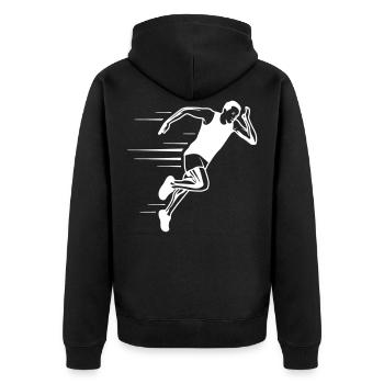 Running Silhouette Marathon Course - Veste à capuche bio Premium Unisexe - noir - Dos - Nico (187cm)