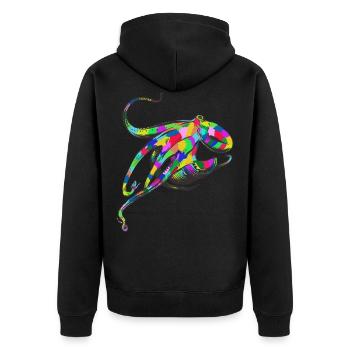 Krake Bunter Oktopus Ozean Meer Tintenfisch Tinte - Unisex Premium Bio Zip Hoodie - Schwarz - Hinten - Nico (187cm)