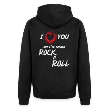 I love you but I’ve chosen Rock’n’Roll , Hard Rock - Veste à capuche bio Premium Unisexe - noir - Dos - Nico (187cm)