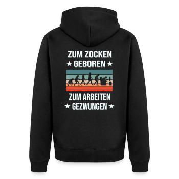 Gaming Zocken Konsole Gamer Computer Evolution - Unisex Premium Bio Zip Hoodie - Schwarz - Hinten - Nico (187cm)