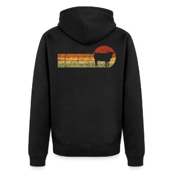Landwirt Kuh Kühe Bauer Rind Retro Landwirtschaft - Unisex Premium Bio Zip Hoodie - Schwarz - Hinten - Nico (187cm)
