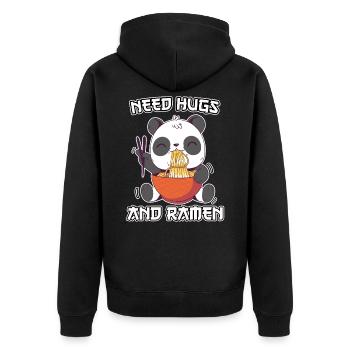 Ramen Panda Kawaii Need Hugs Anime Noodle Soup - Unisex Premium Organic Zip Hoodie - black - Back - Nico (187cm)
