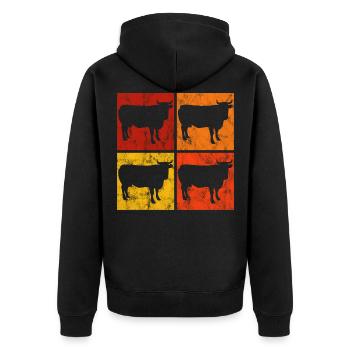 Kühe Retro Rind Landwirt Landwirtschaft Kuh Bauer - Unisex Premium Bio Zip Hoodie - Schwarz - Hinten - Nico (187cm)