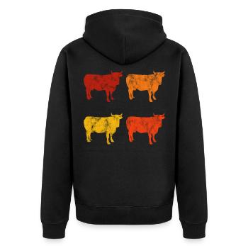 Landwirt Kuh Kühe Rind Retro Landwirtschaft Bauer - Unisex Premium Bio Zip Hoodie - Schwarz - Hinten - Nico (187cm)