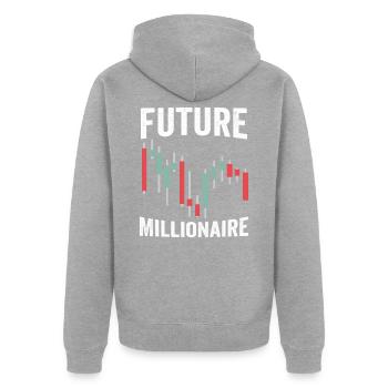 Futur millionnaire Drôle - Veste à capuche bio Premium Unisexe - gris chiné - Dos - Nico (187cm)