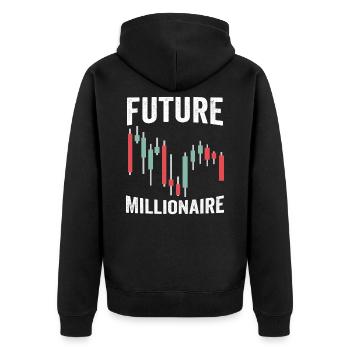 Zukünftiger Millionär Lustiger - Unisex Premium Bio Zip Hoodie - Schwarz - Hinten - Nico (187cm)