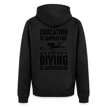 Taucher Ausbildung Tauchen - Unisex Premium Bio Zip Hoodie - Schwarz - Hinten - Nico (187cm)
