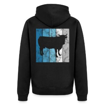 Kühe Landwirt Rind Landwirtschaft Kuh Bauer Retro - Unisex Premium Bio Zip Hoodie - Schwarz - Hinten - Nico (187cm)