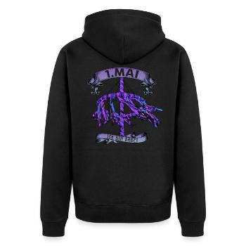 Maibaum | 1 May | Dance in May | Proverbs | Fun - Unisex Premium Organic Zip Hoodie - black - Back - Nico (187cm)