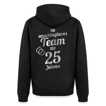 silberne Hochzeit Geschenk - Unisex Premium Bio Zip Hoodie - Schwarz - Hinten - Nico (187cm)