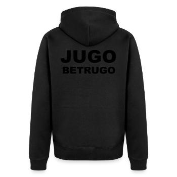 Jugo Betrugo Lustiges Balkan Jugoslawien Geschenk - Unisex Premium Bio Zip Hoodie - Schwarz - Hinten - Nico (187cm)