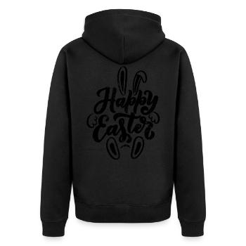 Happy Easter - Ostern Geschenkidee - Unisex Premium Bio Zip Hoodie - Schwarz - Hinten - Nico (187cm)