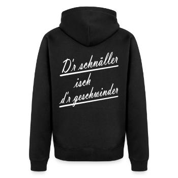 Mundart - Unisex Premium Bio Zip Hoodie - Schwarz - Hinten - Nico (187cm)