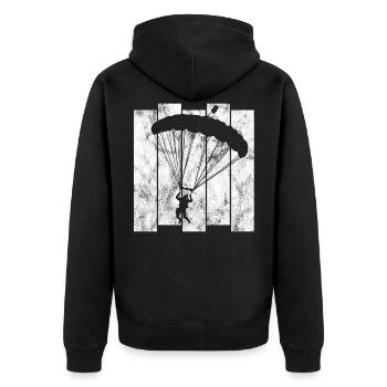 Fallschirmspringer Fallschirm Fallschirmspringen - Unisex Premium Bio Zip Hoodie - Schwarz - Hinten - Nico (187cm)