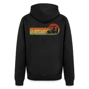 Golfcart Retro Golfer Golfschläger Golfball Golf - Unisex Premium Bio Zip Hoodie - Schwarz - Hinten - Nico (187cm)