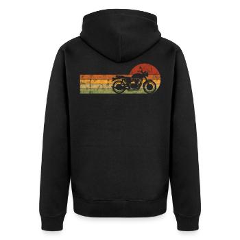 Biker Retro Chopper Bobber Motorcyclist Motorcycle - Unisex Premium Organic Zip Hoodie - black - Back - Nico (187cm)