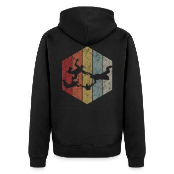 Fallschirmspringer Fallschirm Fallschirmspringen - Unisex Premium Bio Zip Hoodie - Schwarz - Hinten - Nico (187cm)