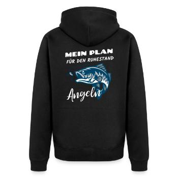 Angeln Rentner Angler Ruhestand Spruch - Unisex Premium Bio Zip Hoodie - Schwarz - Hinten - Nico (187cm)