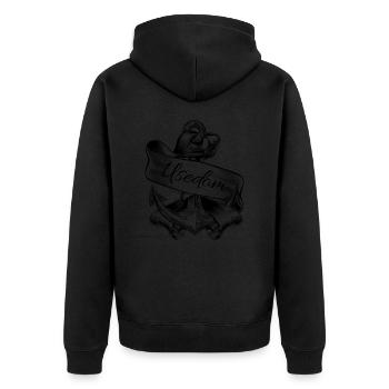 Usedom -Insel Usedom-Ostsee urlaub - Unisex Premium Bio Zip Hoodie - Schwarz - Hinten - Nico (187cm)