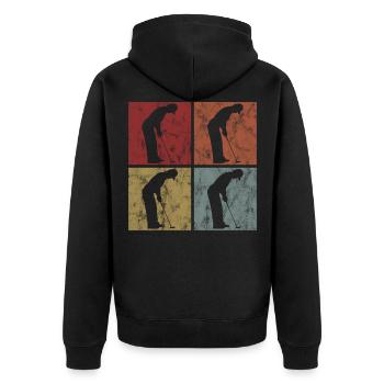 Golfing Retro Golfer Golf Golfer Golf Clubs - Unisex Premium Organic Zip Hoodie - black - Back - Nico (187cm)
