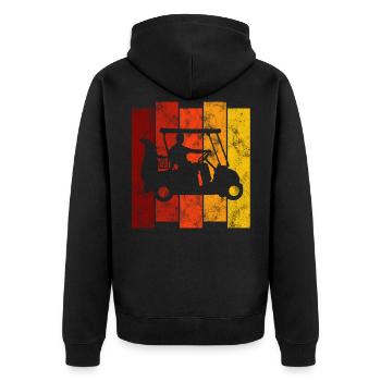 Golf ball golf club retro golf cart golfer golf - Unisex Premium Organic Zip Hoodie - black - Back - Nico (187cm)