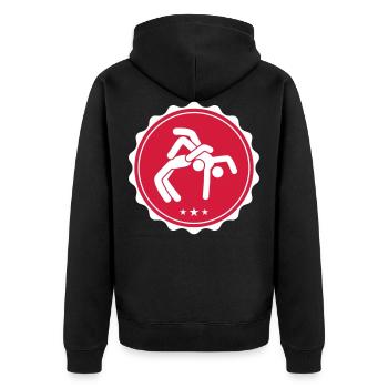 Ringen Wrestling - Unisex Premium Bio Zip Hoodie - Schwarz - Hinten - Nico (187cm)