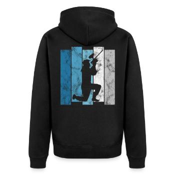 Paintballer Softair Airsoft Paintball Retro Gotcha - Unisex Premium Bio Zip Hoodie - Schwarz - Hinten - Nico (187cm)