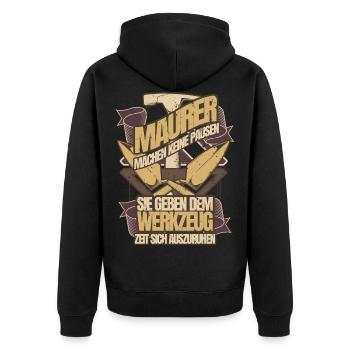 Maurer Sprüche - Unisex Premium Bio Zip Hoodie - Schwarz - Hinten - Nico (187cm)