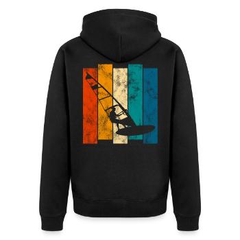 Windsurfen Windsurfer Retro Windsurfing Surfen - Unisex Premium Bio Zip Hoodie - Schwarz - Hinten - Nico (187cm)
