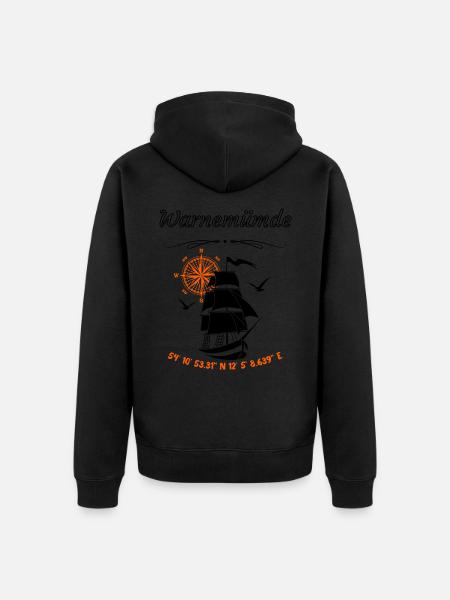 Warnemünde Segelschiff Kompassrose Ostsee - Unisex Premium Bio Zip Hoodie -