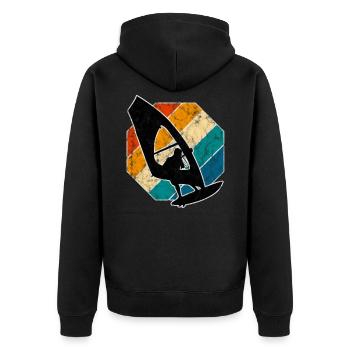 Windsurfing Windsurfer Windsurfing Retro Surfing - Unisex Premium Organic Zip Hoodie - black - Back - Nico (187cm)