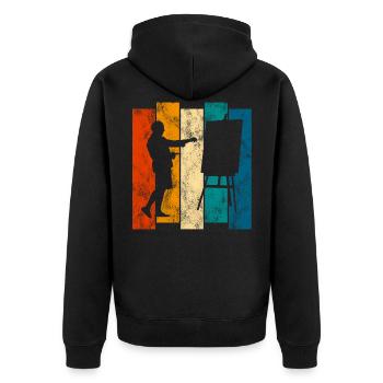 art rétro artiste artiste peinture peintre - Veste à capuche bio Premium Unisexe - noir - Dos - Nico (187cm)