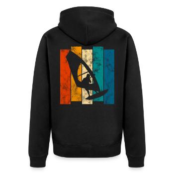 Windsurfing Retro Surfen Windsurfen Windsurfer - Unisex Premium Bio Zip Hoodie - Schwarz - Hinten - Nico (187cm)
