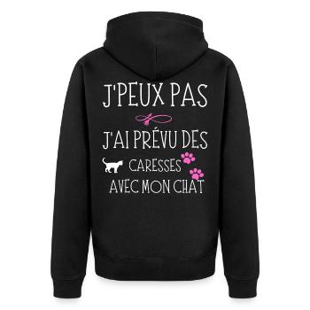 J'peux pas j'ai prévu des caresses avec mon chat - Veste à capuche bio Premium Unisexe - noir - Dos - Nico (187cm)