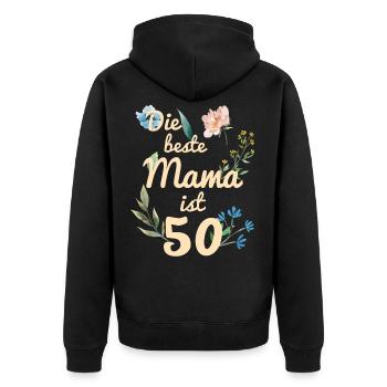 The best mom is 50 years old gift 1971 - Unisex Premium Organic Zip Hoodie - black - Back - Nico (187cm)