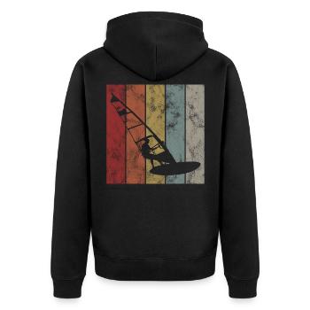 Windsurfing Windsurfing Windsurfer Surfing Retro - Unisex Premium Organic Zip Hoodie - black - Back - Nico (187cm)