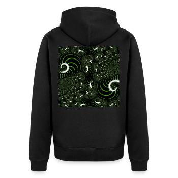 Fraktal #63 - Unisex Premium Bio Zip Hoodie - Schwarz - Hinten - Nico (187cm)
