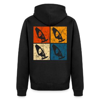 Windsurfing Windsurfen Windsurfer Surfen Retro - Unisex Premium Bio Zip Hoodie - Schwarz - Hinten - Nico (187cm)