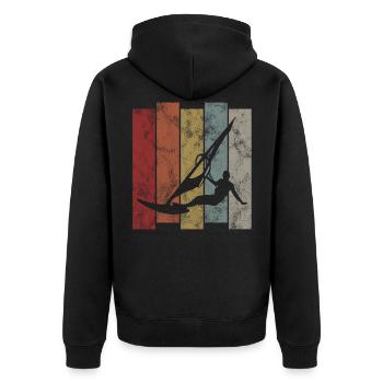 Windsurfer Windsurfing Windsurfen Retro Surfen - Unisex Premium Bio Zip Hoodie - Schwarz - Hinten - Nico (187cm)