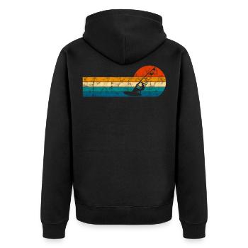 Windsurfer Windsurfing Windsurfen Retro Surfen - Unisex Premium Bio Zip Hoodie - Schwarz - Hinten - Nico (187cm)