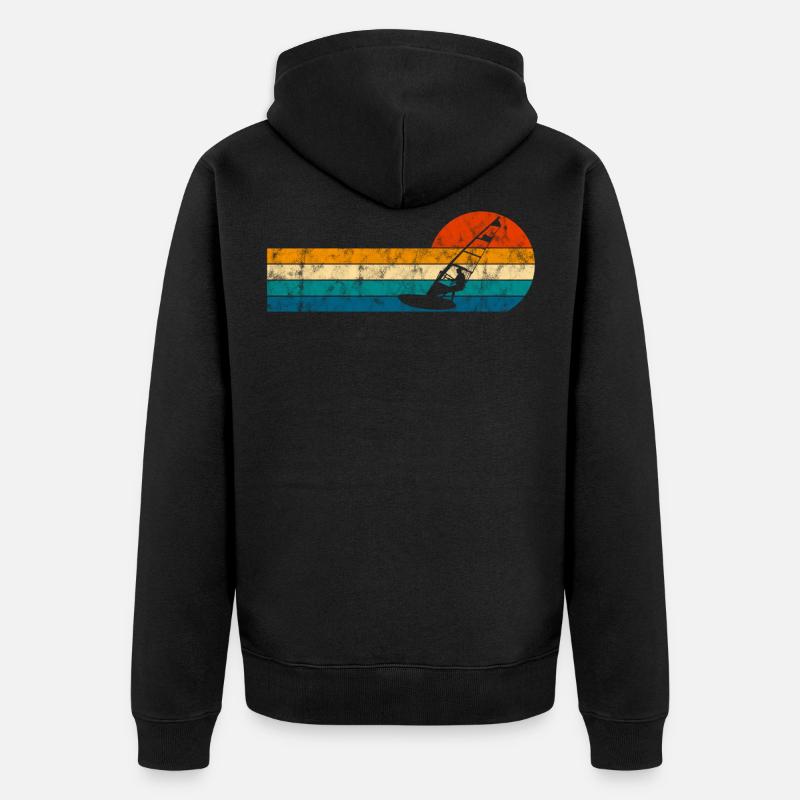Windsurfer Windsurfing Surf rétro - Veste à capuche bio Premium Unisexe - noir